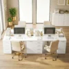 Computertafel Met 4 Laden En Kast, 140 Cm Bureau Voor Studeerkamer, Wit Houtlook