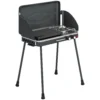Draagbare Gasgrill 2 Branders 7 KW 2 in 1 Tafelgrill Met Braadfunctie Inklapbare Poten Grillrooster Windscherm Deksel Sluiting