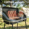 Draagbare Gasgrill 2 Branders 7 KW 2 in 1 Tafelgrill Met Braadfunctie Inklapbare Poten Grillrooster Windscherm Deksel Sluiting