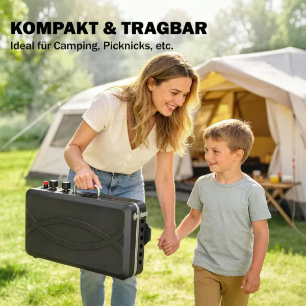 Draagbare Gasgrill 2 Branders 7 KW 2 in 1 Tafelgrill Met Braadfunctie Inklapbare Poten Grillrooster Windscherm Deksel Sluiting