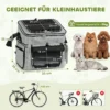 Draagbare Hondenmand Voor Fiets Voorzijde Met Veiligheidslijn, Kussen, Kom Voor Kleine Honden Tot 5kg Lichtgrijs