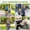 Draagbare Hondenmand Voor Fiets Voorzijde Met Veiligheidslijn, Kussen, Kom Voor Kleine Honden Tot 5kg Lichtgrijs