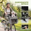 Draagbare Hondenmand Voor Fiets Voorzijde Met Veiligheidslijn, Kussen, Kom Voor Kleine Honden Tot 5kg Lichtgrijs