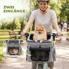 Draagbare Hondenmand Voor Fiets Voorzijde Met Veiligheidslijn, Kussen, Kom Voor Kleine Honden Tot 5kg Lichtgrijs