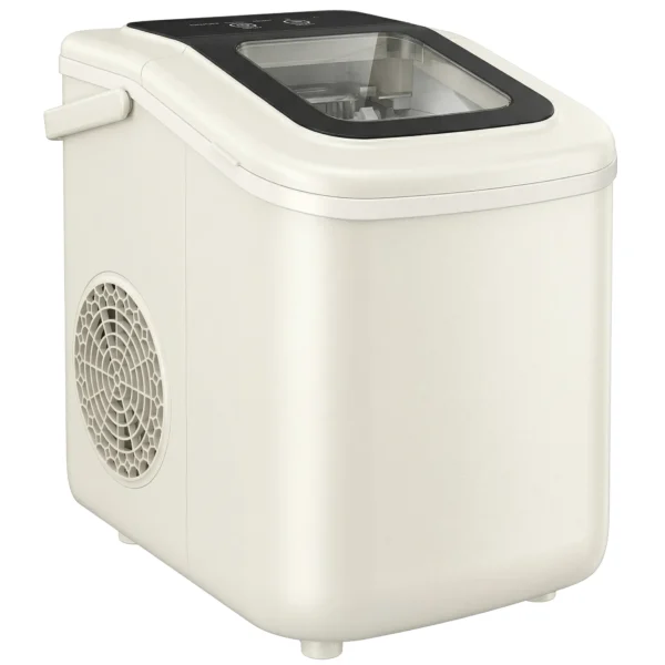 Draagbare IJsblokjesmachine Met Zelfreiniging, IJsschep & Mand, 12 Kg/24 Uur, Beige
