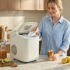 Draagbare IJsblokjesmachine Met Zelfreiniging, IJsschep & Mand, 12 Kg/24 Uur, Beige