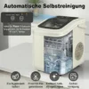 Draagbare IJsblokjesmachine Met Zelfreiniging, IJsschep & Mand, 12 Kg/24 Uur, Beige