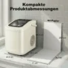 Draagbare IJsblokjesmachine Met Zelfreiniging, IJsschep & Mand, 12 Kg/24 Uur, Beige
