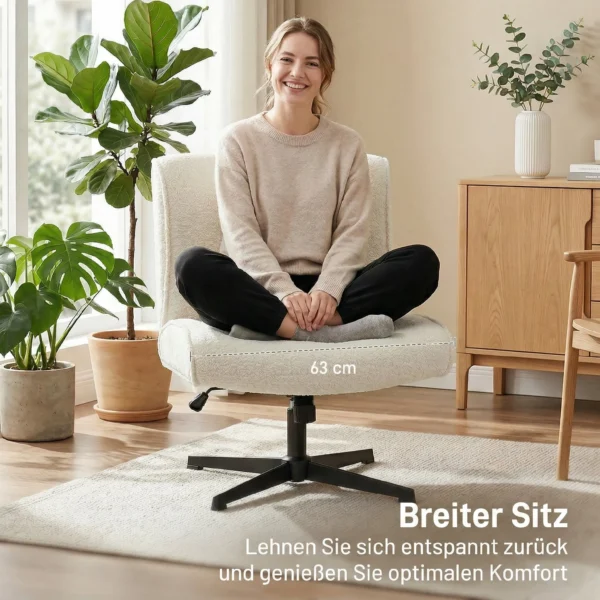 Draaibare Accentstoel, Fluweel Gestoffeerde Lounge Stoel Met Hoogteverstelling Voor Woonkamer, Kantoor, Crèmewit