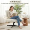 Draaibare Accentstoel, Fluweel Gestoffeerde Lounge Stoel Met Hoogteverstelling Voor Woonkamer, Kantoor, Crèmewit