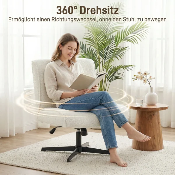 Draaibare Accentstoel, Fluweel Gestoffeerde Lounge Stoel Met Hoogteverstelling Voor Woonkamer, Kantoor, Crèmewit