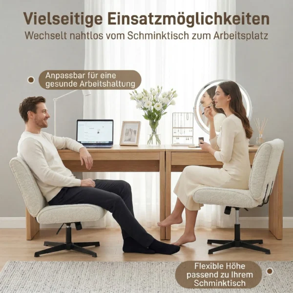 Draaibare Accentstoel, Fluweel Gestoffeerde Lounge Stoel Met Hoogteverstelling Voor Woonkamer, Kantoor, Crèmewit