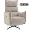 Draaibare Elektrische Relaxstoel Voor Volwassenen, Stoel Met Linnen look Stof En Oplaadpoorten, Beige