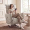 Draaibare Elektrische Relaxstoel Voor Volwassenen, Stoel Met Linnen look Stof En Oplaadpoorten, Beige