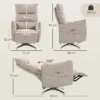 Draaibare Elektrische Relaxstoel Voor Volwassenen, Stoel Met Linnen look Stof En Oplaadpoorten, Beige