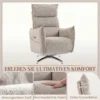 Draaibare Elektrische Relaxstoel Voor Volwassenen, Stoel Met Linnen look Stof En Oplaadpoorten, Beige