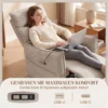 Draaibare Elektrische Relaxstoel Voor Volwassenen, Stoel Met Linnen look Stof En Oplaadpoorten, Beige