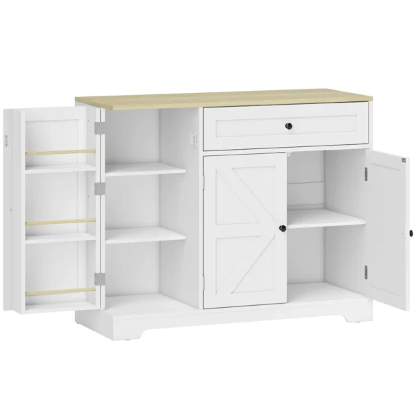 Dressoir, Landhuisstijl Keukenkast Met Schuifdeuren, 1 Lade, 2 Verstelbare Planken, Deurrekken