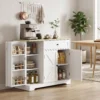 Dressoir, Landhuisstijl Keukenkast Met Schuifdeuren, 1 Lade, 2 Verstelbare Planken, Deurrekken