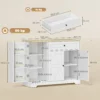 Dressoir, Landhuisstijl Keukenkast Met Schuifdeuren, 1 Lade, 2 Verstelbare Planken, Deurrekken