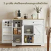 Dressoir, Landhuisstijl Keukenkast Met Schuifdeuren, 1 Lade, 2 Verstelbare Planken, Deurrekken