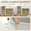 Dressoir, Landhuisstijl Keukenkast Met Schuifdeuren, 1 Lade, 2 Verstelbare Planken, Deurrekken