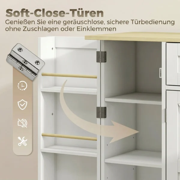 Dressoir, Landhuisstijl Keukenkast Met Schuifdeuren, 1 Lade, 2 Verstelbare Planken, Deurrekken