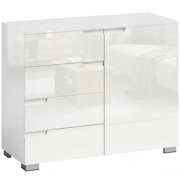 Dressoir Met 4 Lades En 1 Deur, Verstelbare Plank, Voor Woonkamer, Slaapkamer 100 X 40 X 80 Cm