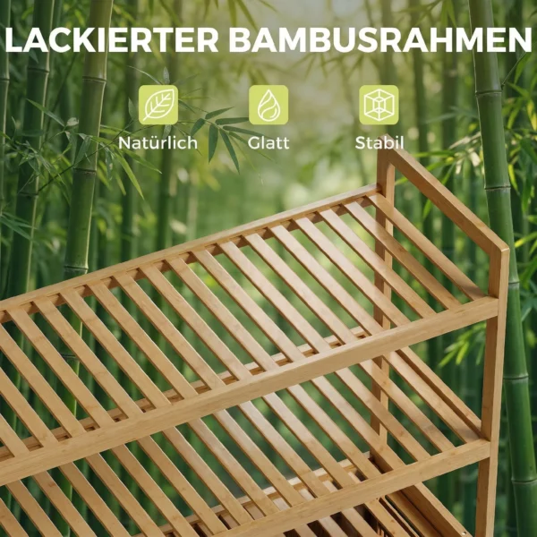 Dubbele Waskast Met Kantelfunctie, Vrijstaande Bamboe Kast, 2 Uitneembare Manden, 3 Opbergvakken, Eiken