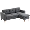 Ecksofa 192 Cm L vorm 3 zits Bank Met Omkeerbare Chaise Longue, Corduroy look, Voor Kleine Ruimte, Donkergrijs