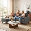 Ecksofa 192 Cm L vorm 3 zits Bank Met Omkeerbare Chaise Longue, Corduroy look, Voor Kleine Ruimte, Donkergrijs