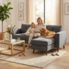 Ecksofa 192 Cm L vorm 3 zits Bank Met Omkeerbare Chaise Longue, Corduroy look, Voor Kleine Ruimte, Donkergrijs