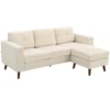 Ecksofa 192 Cm L vorm 3 zits Bank Met Omkeerbare Chaise Longue, Koord look, Voor Kleine Ruimte, Crèmewit