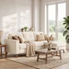 Ecksofa 192 Cm L vorm 3 zits Bank Met Omkeerbare Chaise Longue, Koord look, Voor Kleine Ruimte, Crèmewit