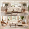 Ecksofa 192 Cm L vorm 3 zits Bank Met Omkeerbare Chaise Longue, Koord look, Voor Kleine Ruimte, Crèmewit