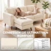 Ecksofa 192 Cm L vorm 3 zits Bank Met Omkeerbare Chaise Longue, Koord look, Voor Kleine Ruimte, Crèmewit