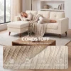 Ecksofa 192 Cm L vorm 3 zits Bank Met Omkeerbare Chaise Longue, Koord look, Voor Kleine Ruimte, Crèmewit