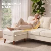 Ecksofa 192 Cm L vorm 3 zits Bank Met Omkeerbare Chaise Longue, Koord look, Voor Kleine Ruimte, Crèmewit