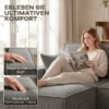 Ecksofa Met Dubbele Chaise Longues, U vormige Bank Van Corduroy Met Brede En Diepe Zit, Veren Kussens, Lichtgrijs