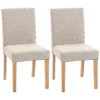Eetkamerstoelen In Set Van 2, Moderne Linnen Gestoffeerde Stoelen Met Gestoffeerde Zit En Rugleuning, Poten Van Rubberhout