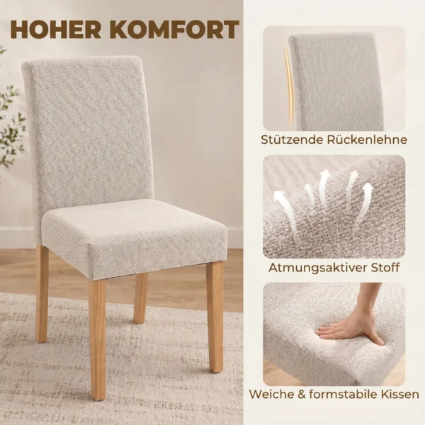Eetkamerstoelen In Set Van 2, Moderne Linnen Gestoffeerde Stoelen Met Gestoffeerde Zit En Rugleuning, Poten Van Rubberhout