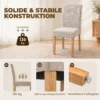 Eetkamerstoelen In Set Van 2, Moderne Linnen Gestoffeerde Stoelen Met Gestoffeerde Zit En Rugleuning, Poten Van Rubberhout