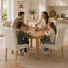Eetkamerstoelen In Set Van 2, Moderne Linnen Gestoffeerde Stoelen Met Gestoffeerde Zit En Rugleuning, Poten Van Rubberhout