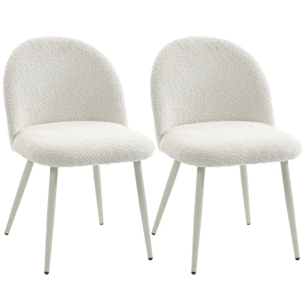 Eetkamerstoelen, Keukenstoelen, Zacht Gestoffeerd Met Chenille, 50,5 X 57,5 X 78,5 Cm, Crèmewit