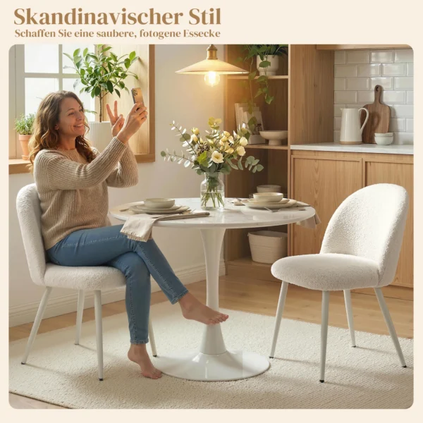Eetkamerstoelen, Keukenstoelen, Zacht Gestoffeerd Met Chenille, 50,5 X 57,5 X 78,5 Cm, Crèmewit