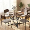 Eettafel Voor 4 Personen, 100 Cm Ronde Industriële Keukentafel Met Opbergruimte, Tafelblad In Houtlook, Rustiek Bruin