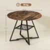 Eettafel Voor 4 Personen, 100 Cm Ronde Industriële Keukentafel Met Opbergruimte, Tafelblad In Houtlook, Rustiek Bruin