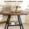 Eettafel Voor 4 Personen, 100 Cm Ronde Industriële Keukentafel Met Opbergruimte, Tafelblad In Houtlook, Rustiek Bruin