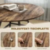 Eettafel Voor 4 Personen, 100 Cm Ronde Industriële Keukentafel Met Opbergruimte, Tafelblad In Houtlook, Rustiek Bruin
