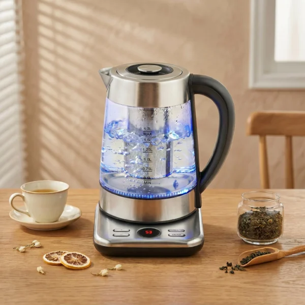 Elektrische Waterkoker, 1,7L Snelkokende 2200W Waterkoker Met UK Strix Thermostaat, Theezeef, Warmhoudfunctie